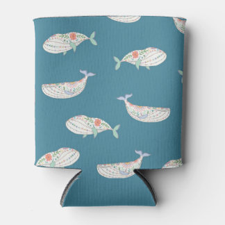 Enfriador De Latas Patrón de ballenas escandinavas, animales marinos