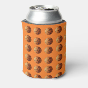 Enfriador De Latas Patrón de baloncestos naranjas en naranja,