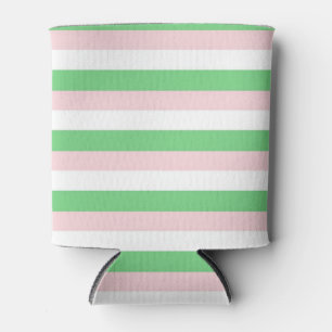 Enfriador De Latas Patrón de banda horizontal rosa verde