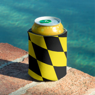 Enfriador De Latas Patrón de bandera de diamantes de Baviera negra y 
