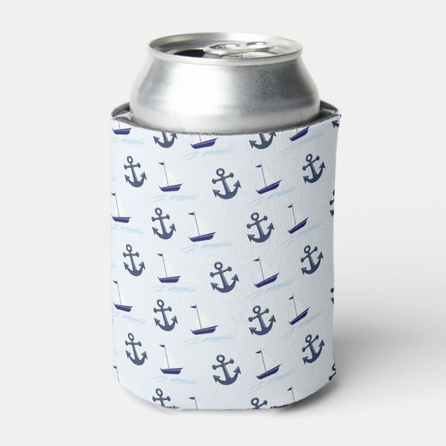 Enfriador De Latas Patrón de barco de vela y de anclaje (Lata Anverso)