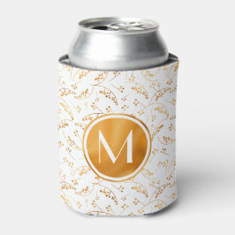Enfriador De Latas Patrón de bayas doradas en monograma elegante sobr