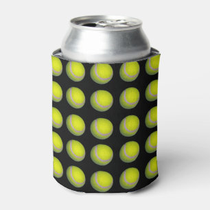 Enfriador De Latas Patrón de bola de tenis negro amarillo,