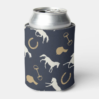 Enfriador De Latas Patrón de caballos Gold y Ivory English