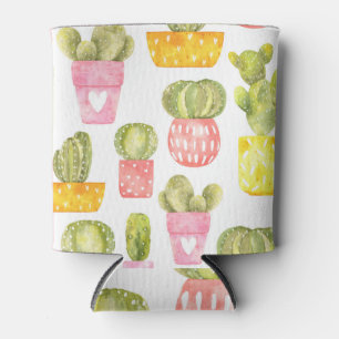 Enfriador De Latas Patrón de cactus de color de agua