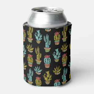 Enfriador De Latas Patrón de cactus de grunge oscuro