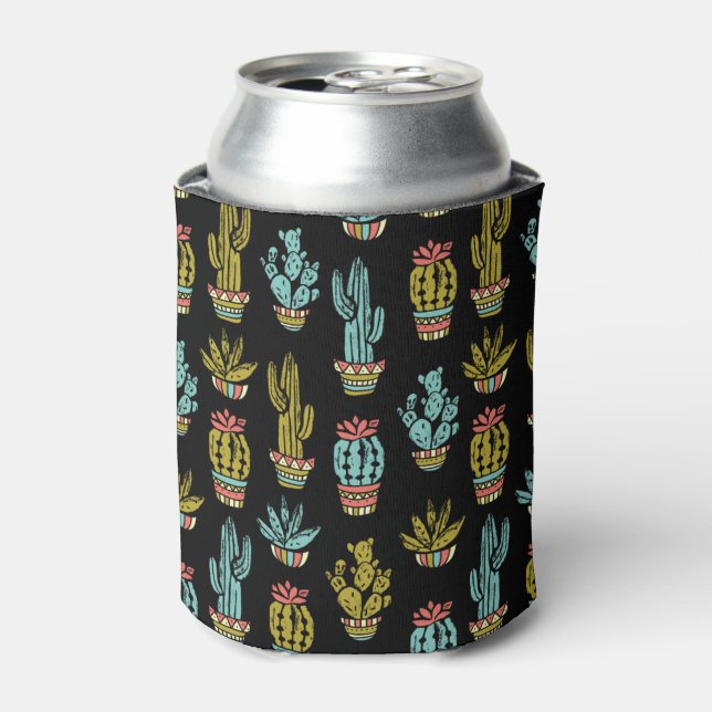 Enfriador De Latas Patrón de cactus de grunge oscuro (Lata Anverso)