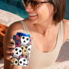 Enfriador De Latas Patrón de calaveras multicolor