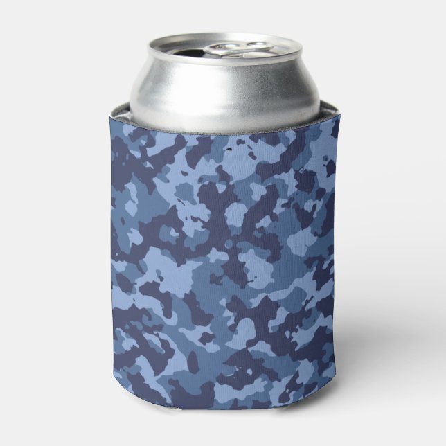 Enfriador De Latas Patrón de camuflaje de camo azul militar (Lata Anverso)