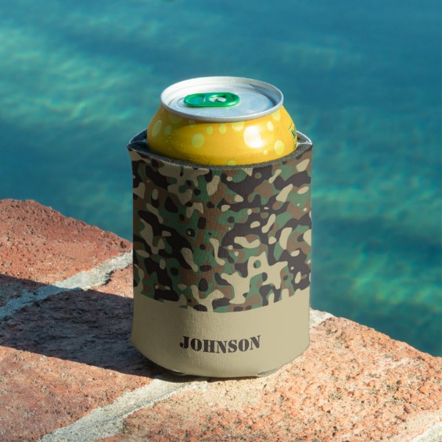 Enfriador De Latas Patrón de camuflaje de nombre personalizado (Piscina in situ)