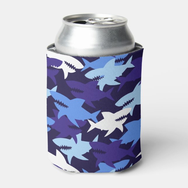 Enfriador De Latas Patrón de camuflaje de tiburones azules (Lata Anverso)