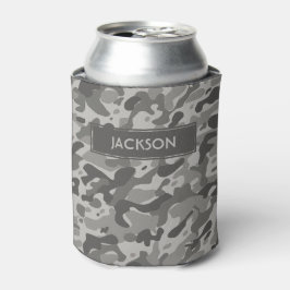 Enfriador De Latas Patrón de camuflaje gris moderno con nombre