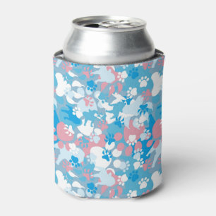 Enfriador De Latas Patrón de camuflaje rosa y azul de perro