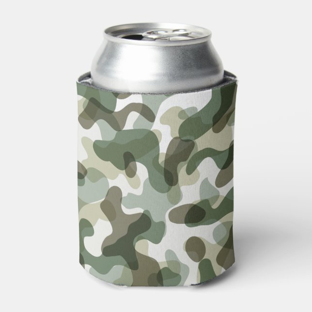 Enfriador De Latas Patrón de camuflaje verde en tonos terrosos con ma (Lata Anverso)