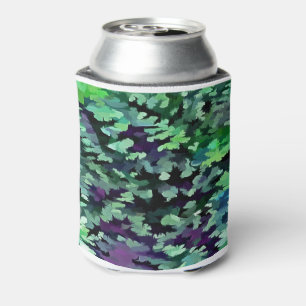 Enfriador De Latas Patrón de camuflaje verde jade y púrpura