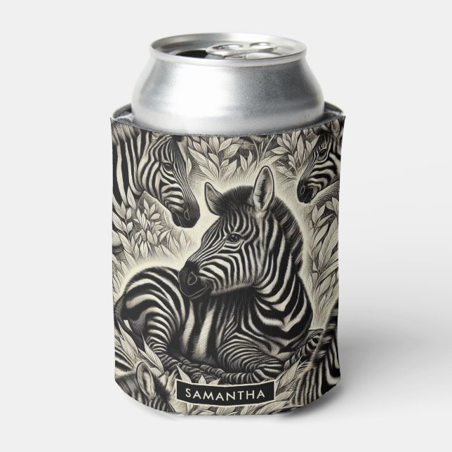 Enfriador De Latas Patrón de cebra de época (Lata Anverso)