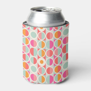 Enfriador De Latas Patrón de círculo retro rosado caliente