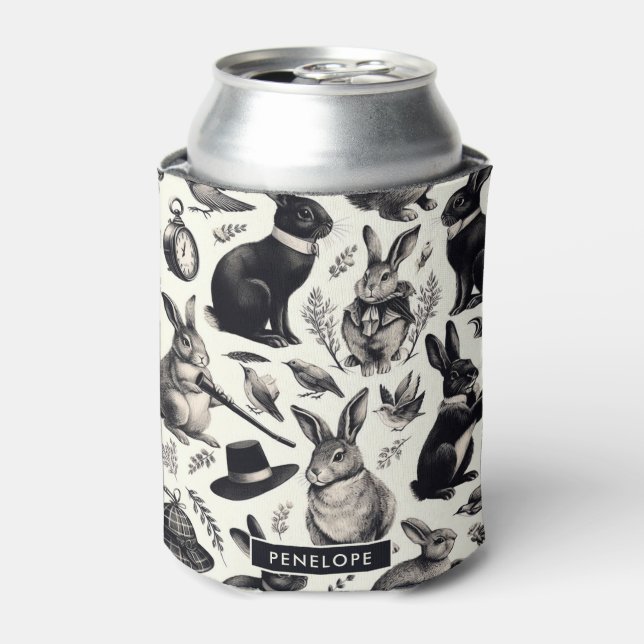 Enfriador De Latas Patrón de conejo de cosecha (Lata Anverso)