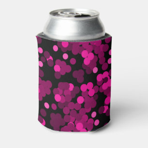 Enfriador De Latas Patrón de confeti de puntos de polka rosa y burdeo
