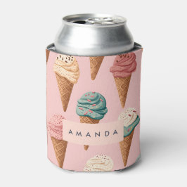 Enfriador De Latas Patrón de cono de helado retro vintage personaliza