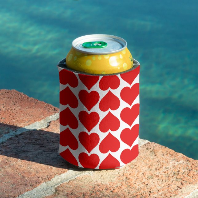 Enfriador De Latas Patrón de corazón rojo, romántico, amor (Piscina in situ)