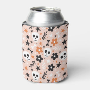 Enfriador De Latas Patrón de cráneo de flor