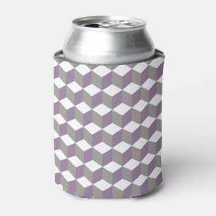 Enfriador De Latas Patrón de cubo isométrico púrpura y gris de Crocus