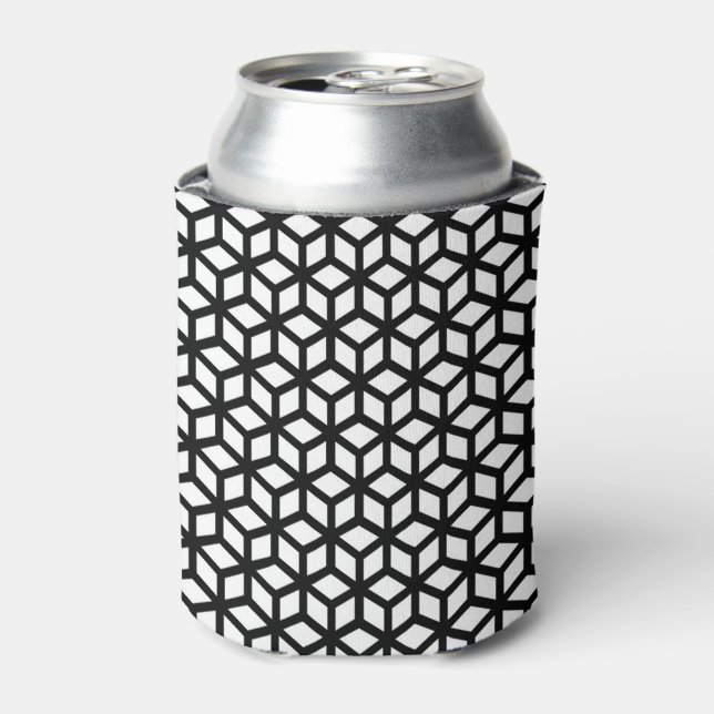 Enfriador De Latas Patrón De Cubos Blanco Y Negro (Lata Anverso)