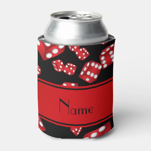 Enfriador De Latas Patrón de dados negros de nombre personalizado (Lata Anverso)