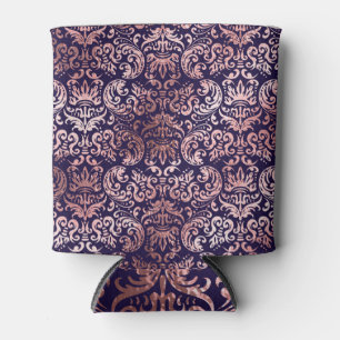 Enfriador De Latas Patrón de Damasco de Relieve metalizado dorado de