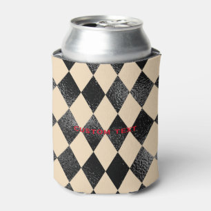 Enfriador De Latas Patrón de diamante caprichoso negro y crema