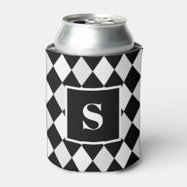 Enfriador De Latas Patrón de diamante de arlequín en blanco y negro c