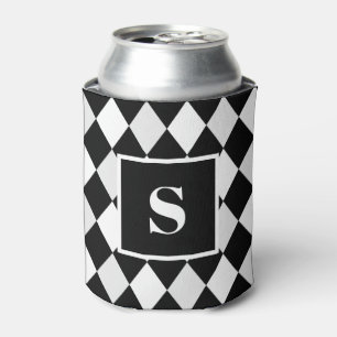 Enfriador De Latas Patrón de diamante de arlequín en blanco y negro c