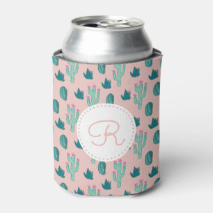 Enfriador De Latas Patrón de dibujo de cactus   Monograma