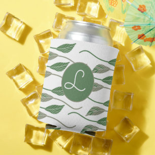 Enfriador De Latas Patrón de dibujo de la mano de la vegetación de la