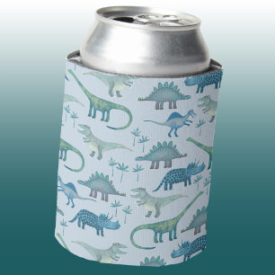 Enfriador De Latas Patrón de dinosaurio azul prehistórico