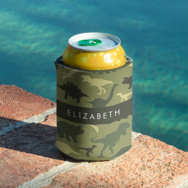 Enfriador De Latas Patrón de dinosaurios, silueta de dinosaurios, tu  (Piscina in situ)