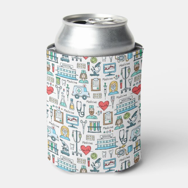 Enfriador De Latas Patrón de diseño médico (Lata Anverso)