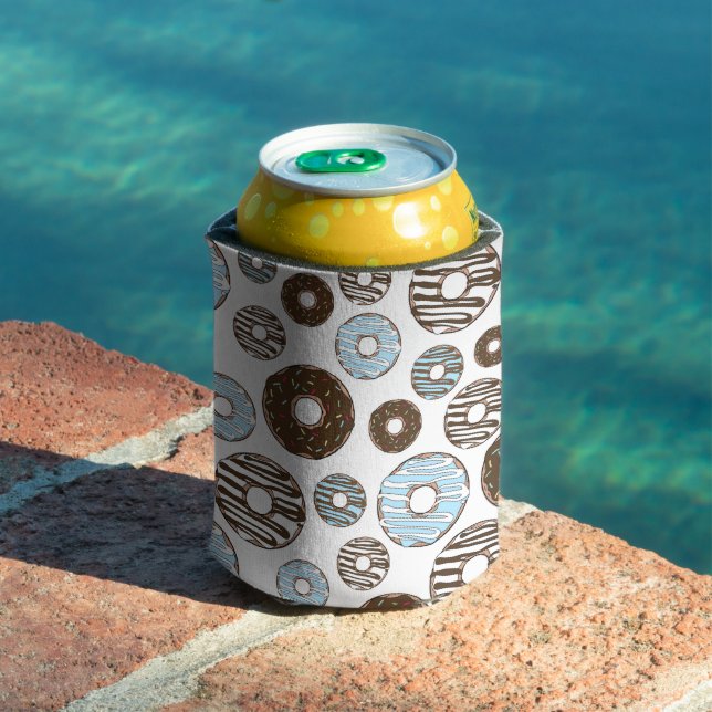 Enfriador De Latas Patrón De Donuts, Donuts Azules, Donuts Marrones (Piscina in situ)