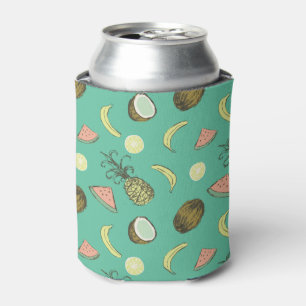 Enfriador De Latas Patrón de Doodle de Fruta Tropical