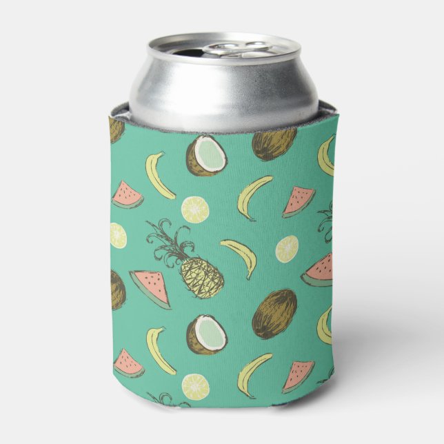Enfriador De Latas Patrón de Doodle de Fruta Tropical (Lata Anverso)