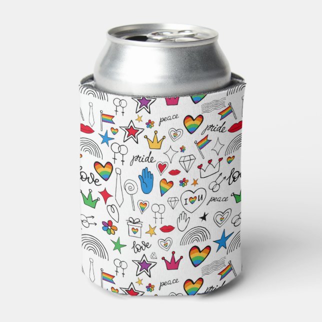 Enfriador De Latas Patrón de Doodle del Orgullo Gay (Lata Anverso)