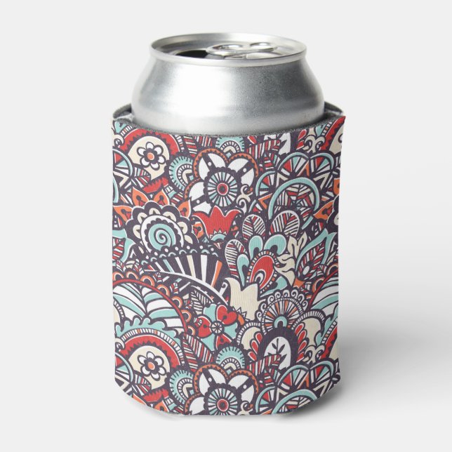 Enfriador De Latas Patrón de Doodle Paisley Floral (Lata Anverso)