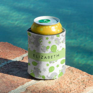 Enfriador De Latas Patrón De Elefantes, Elefantes Cutos, Tu Nombre