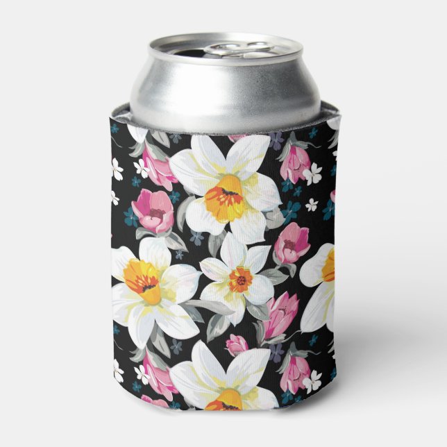 Enfriador De Latas Patrón de elegancia con flores narcisas (Lata Anverso)
