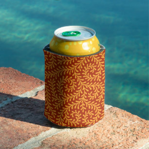 Enfriador De Latas Patrón de enredadera amarilla dorada