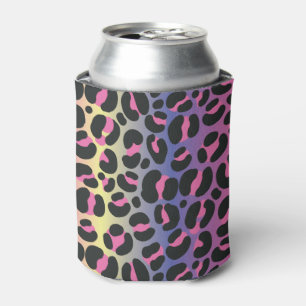Enfriador De Latas Patrón de estampado de animal de leopardo arcoíris