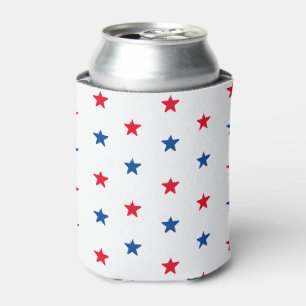 Enfriador De Latas Patrón de estrellas patrióticas del azul rojo de l