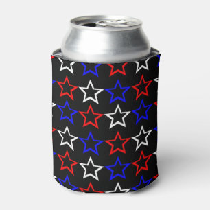 Enfriador De Latas Patrón de estrellas rojas blancas y azules