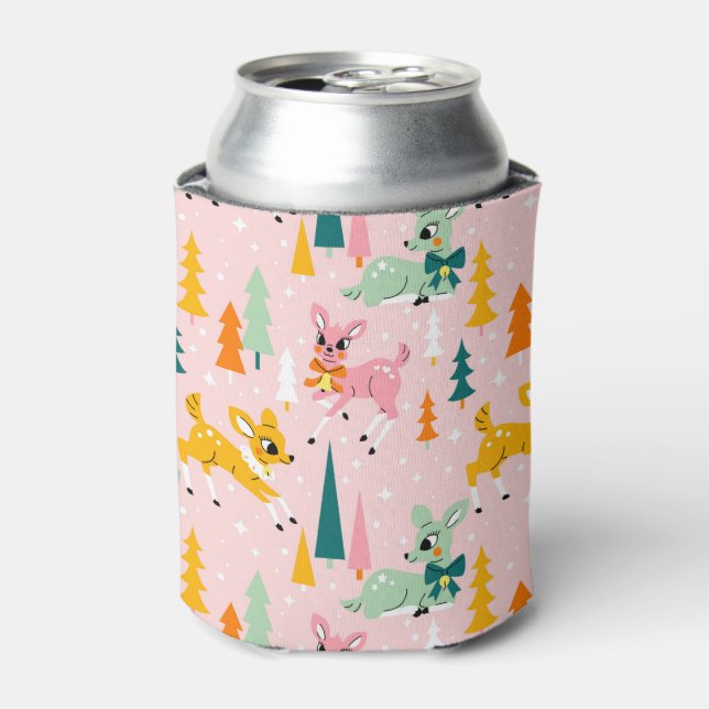 Enfriador De Latas Patrón de festividad de los renos retro (Lata Anverso)